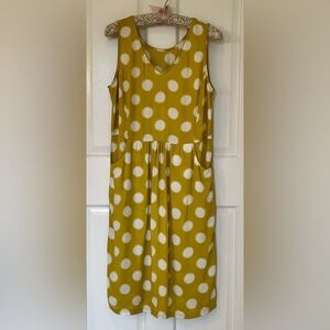 ZILCH AMSTERDAM yellow green polka dot sleeveless summer dress w/ pockets. Sz S